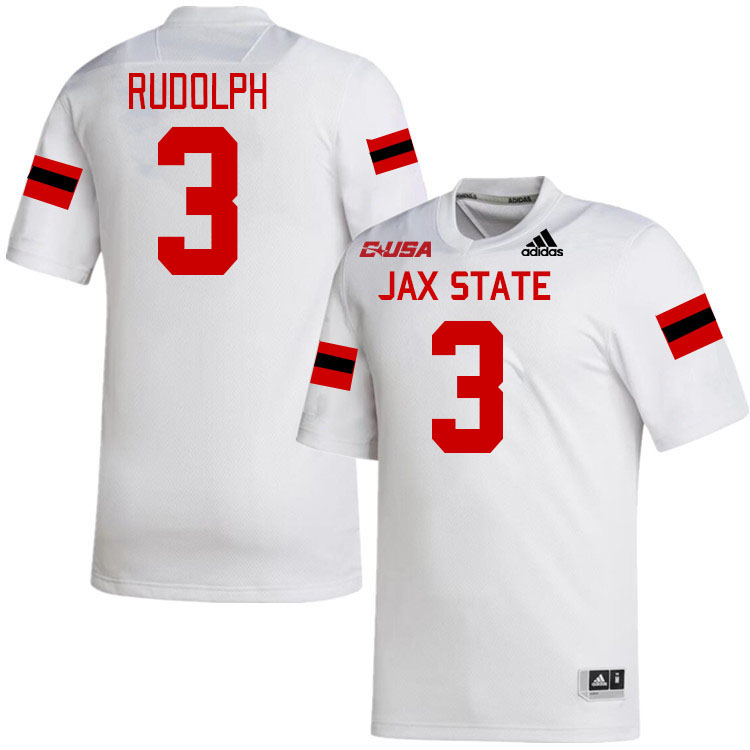 #3 Samario Rudolph Jacksonville State Gamecocks College Football Jerseys Stitched-White